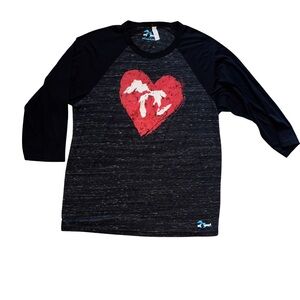Women’s Great Lakes Love Heart 3/4 Sleeve Raglan